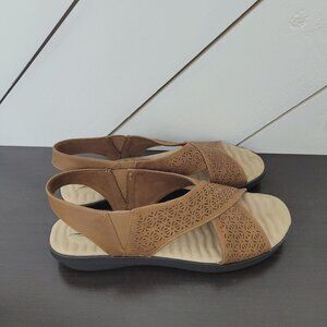NEW Comfort Wave Stretch Womens Size 9.5 M Tan Claudia Sandals 4CT